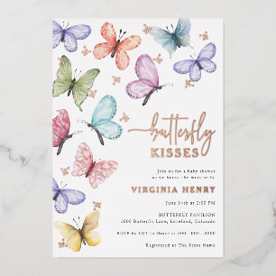 Invitación Con Relieve Metalizado Besos de mariposa