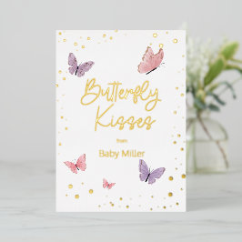 Invitación Con Relieve Metalizado Besos de Mariposa Gracias
