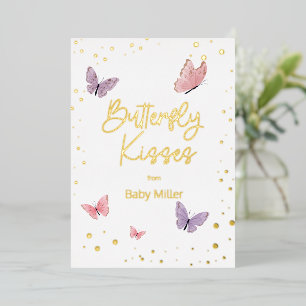 Invitación Con Relieve Metalizado Besos de mariposa gracias