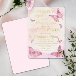 Invitación Con Relieve Metalizado Besos de mariposa y Chica de deseos de bebé Baby S