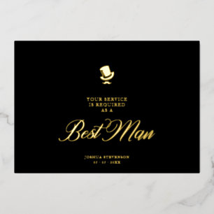 Invitación Con Relieve Metalizado Best Man Funny Wedding Minimalist Proposal Card
