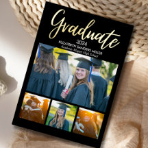Black and Gold Script photos collage for graduated