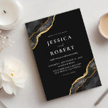 Invitación Con Relieve Metalizado Black Gold Agate Marble Elegant Wedding<br><div class="desc">Elegante invitación a la boda de Relieve metalizado negro y dorado con elegante diseño de tipografía y fondo de mármol. Personaliza con todos tus detalles para una invitación de boda personalizada.</div>