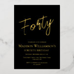 Invitación Con Relieve Metalizado Black & Gold Cuarenta Fiesta Mínimo de 40 años<br><div class="desc">Black & Gold Cuarenta Fiesta Mínimo de 40 Años. Hay artículos de papelería y de fiesta disponibles en el lugar</div>