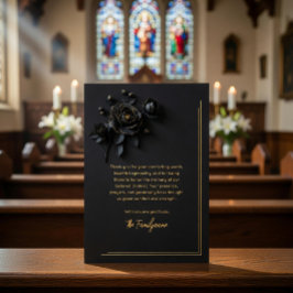 Invitación Con Relieve Metalizado Black & Gold Floral Sympathy Thank You Foil Card