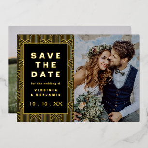 Invitación Con Relieve Metalizado Black Gold Save The Date Relieve metalizado Photo 