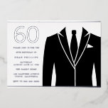 Invitación Con Relieve Metalizado Black Suit & Tie 60th Birthday Party Real Silver<br><div class="desc">Black Suit & Tie 60th Birthday Party Invitación al Relieve metalizado plateado Real Rosa Dusty Ver otras invitaciones en nuestra Nest Store y Nest</div>