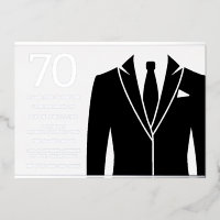Black Suit & Tie 70th Birthday Party Real Silver