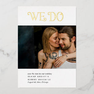 Invitación Con Relieve Metalizado Blaire Black White Modern Boda