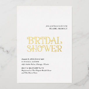 Invitación Con Relieve Metalizado Blaire Black White Modern Bridal Shower