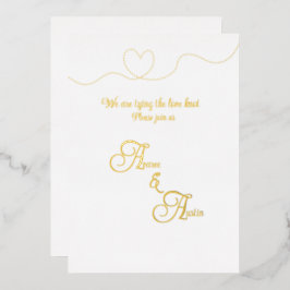 Invitación Con Relieve Metalizado Blanco y Relieve metalizado dorado