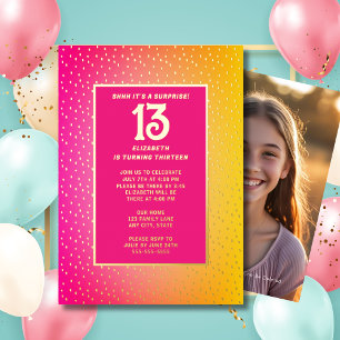 Invitación Con Relieve Metalizado Blingy de colores brillantes de la fiesta de cumpl