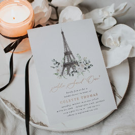 Invitación Con Relieve Metalizado Bloom de París | Floral Torre Eiffel Ducha de Novi