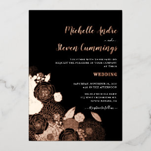 Invitación Con Relieve Metalizado Blooms De Amor ・ Elegante Boda Floral