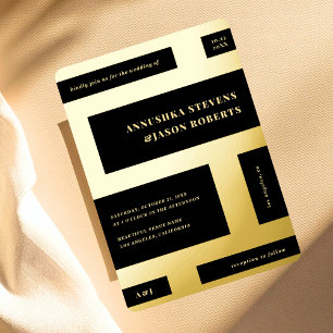 Invitación Con Relieve Metalizado Bloques geométricos muy organizados Boda de fotos 