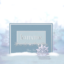 Invitación Con Relieve Metalizado Blue and Silver Poinsettias Foil Invitation