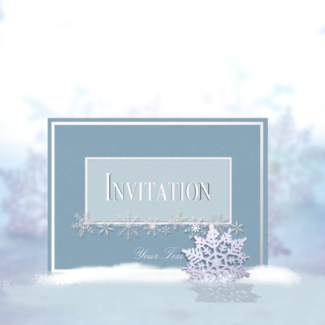 Invitación Con Relieve Metalizado Blue and Silver Poinsettias Foil Invitation (Subido por el creador)