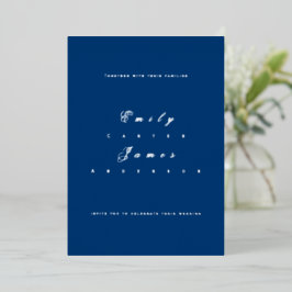 Invitación Con Relieve Metalizado Blue and White Wedding Invitation