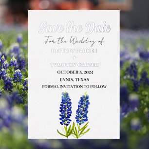 Invitación Con Relieve Metalizado Blue Bluebonnets Floral Photo QR Code Boda