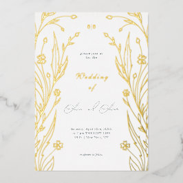 Invitación Con Relieve Metalizado Blue Buttercup Wedding