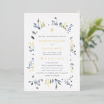 Invitación Con Relieve Metalizado  blue foliage wedding<br><div class="desc">blue foliage gold foil text wedding invitation</div>