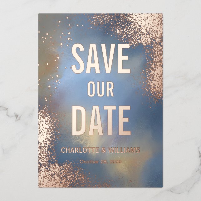 Invitación Con Relieve Metalizado Blue Sparkle hombre fotografía superposición Guard (Anverso)