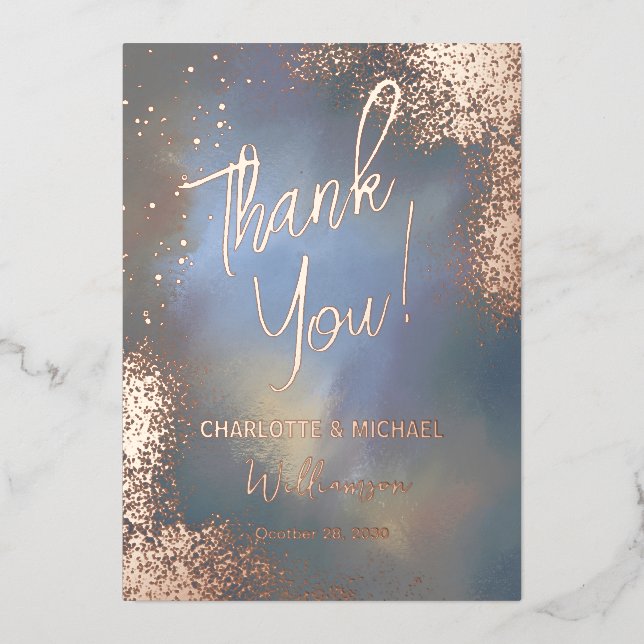 Invitación Con Relieve Metalizado Blue Sparkle Photo Overlay Boda Gracias (Anverso)