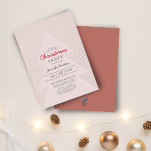 Invitación Con Relieve Metalizado Blush moderno de Navidad fiesta de vacaciones oro 