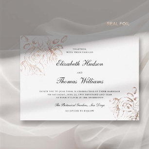 Invitación Con Relieve Metalizado Boceto de Peonía Arte Fino Moderno Clásico Boda Do