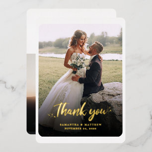 Invitación Con Relieve Metalizado Boda a mano - Gracias oro