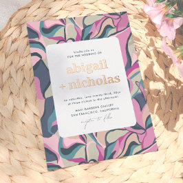Invitación Con Relieve Metalizado Boda abstracta colorida y retro brillante