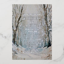 Boda acuarela bosque invernal polvoriento azul rús