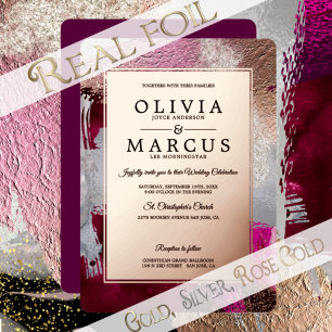 Invitación Con Relieve Metalizado Boda   Alteraciones del pincel de perlas de Fuchsi