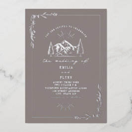 Invitación Con Relieve Metalizado Boda Amethyst Mountains