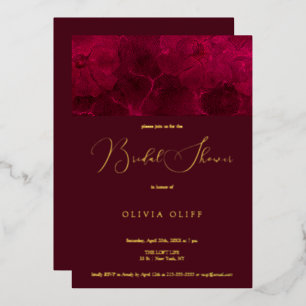 Invitación Con Relieve Metalizado Boda apasionada de Borgoña