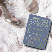Boda Art Deco azul polvoriento y dorado