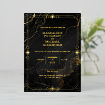 Boda Art Deco Mármol Negro con Hoja de Oro de Lujo