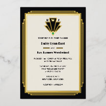 Boda Art Déco Monograma Negro Oro