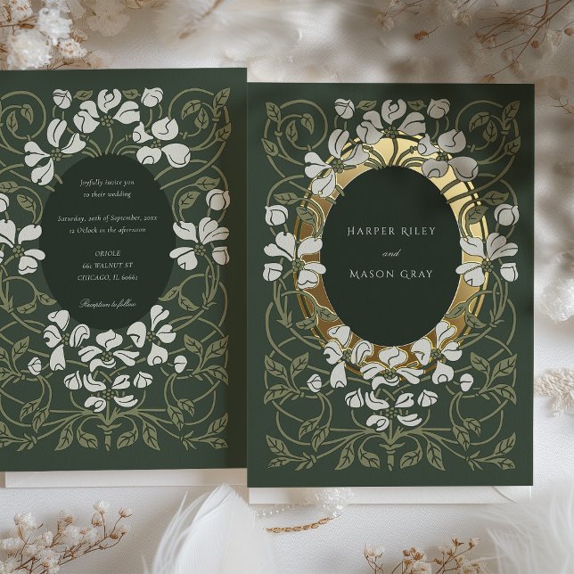 Invitación Con Relieve Metalizado Boda Art Nouveau encantado (Subido por el creador)