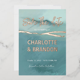 Invitación Con Relieve Metalizado Boda Artística Paintada Paisaje Guardar La Fecha