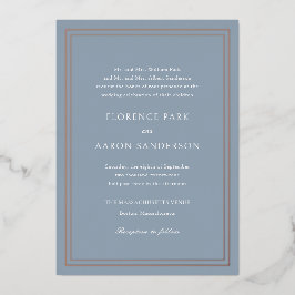 Invitación Con Relieve Metalizado Boda atemporal azul y turbio