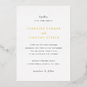 Invitación Con Relieve Metalizado Boda atemporal elegante blanca y negra