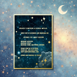 Invitación Con Relieve Metalizado boda azul galaxia