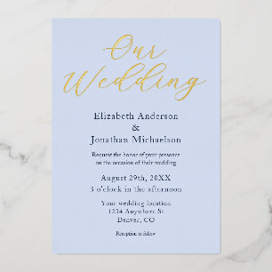 Invitación Con Relieve Metalizado Boda azul opulento