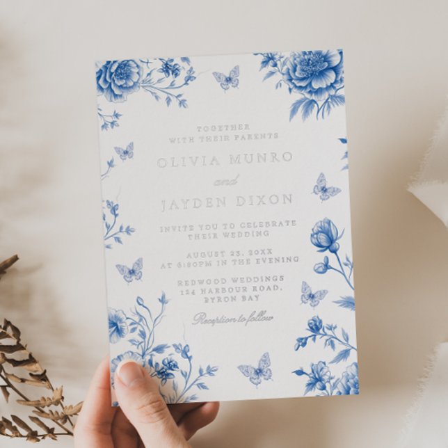 Invitación Con Relieve Metalizado Boda azul y plateado encantado (Subido por el creador)