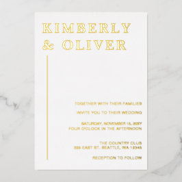 Invitación Con Relieve Metalizado Boda blanco Minimalista simple y moderno