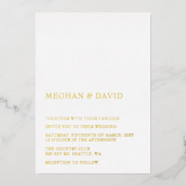 Invitación Con Relieve Metalizado Boda blanco moderno minimalista y elegante