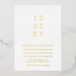 Invitación Con Relieve Metalizado Boda blanco moderno minimalista y elegante