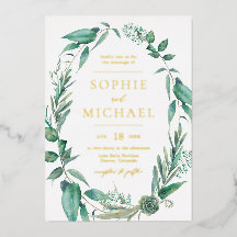Boda Boho Acuarela Verde y Suculentas