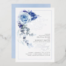 Boda Boho Floral Azul Polvo y Azul Marino
